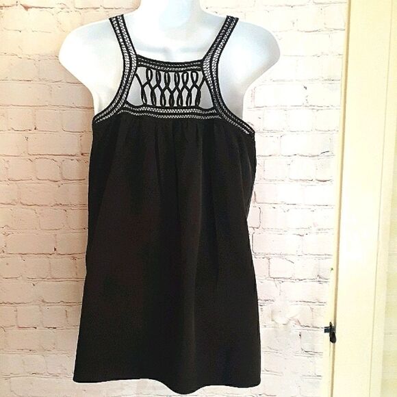 Madison Marcus Black Silk Sleeveless Lattice Top Small MSRP $229 Stunning! - Picture 5 of 7